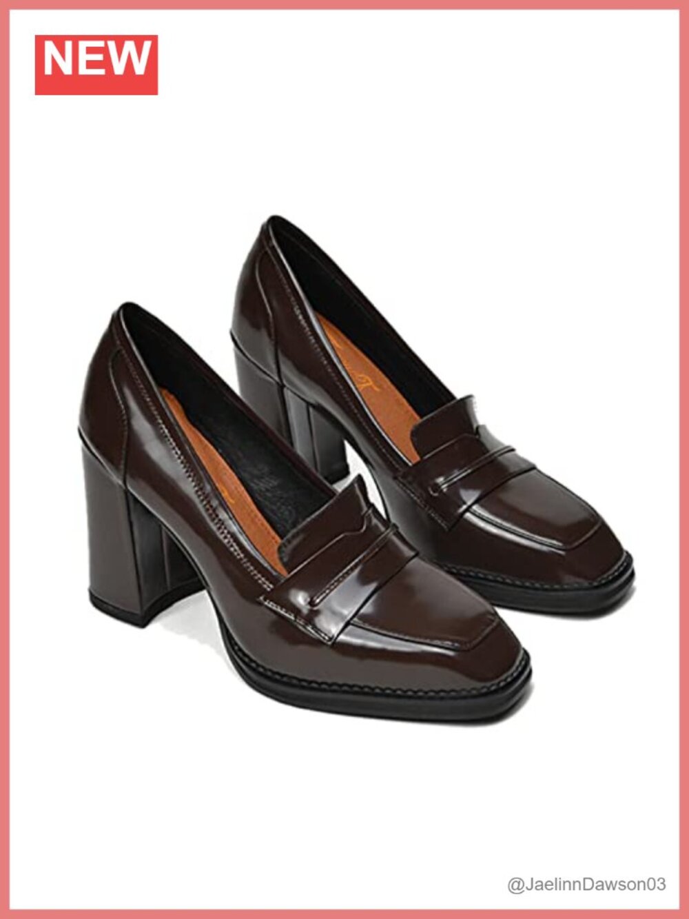 FOWT Dressy High Block Heel Loafers Women Square Toe Pumps Comfortable Slip On